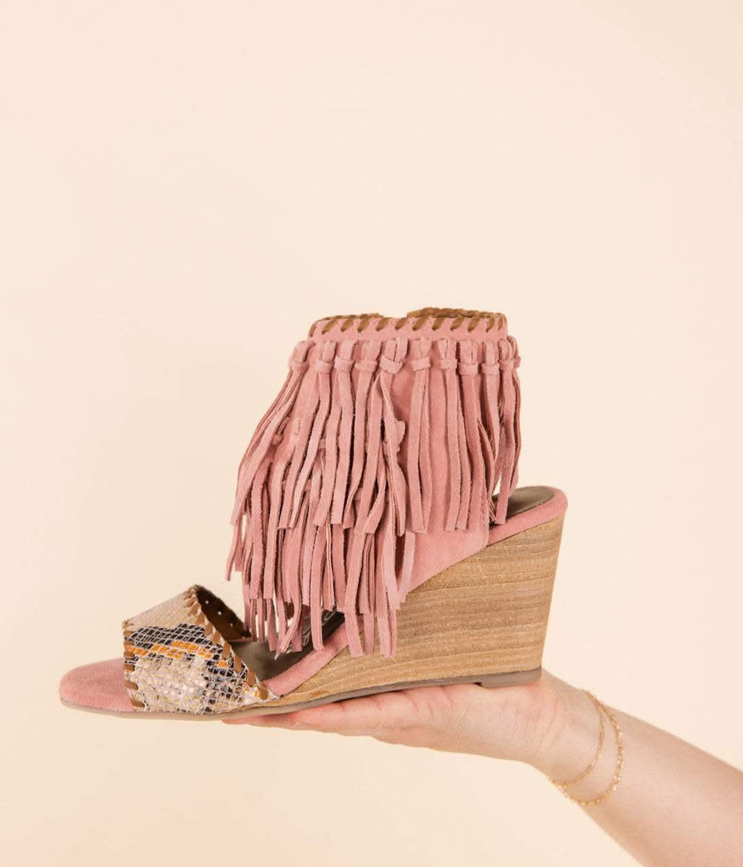 True Fringe Wedge in Blush - SwagglyLife Home & Fashion